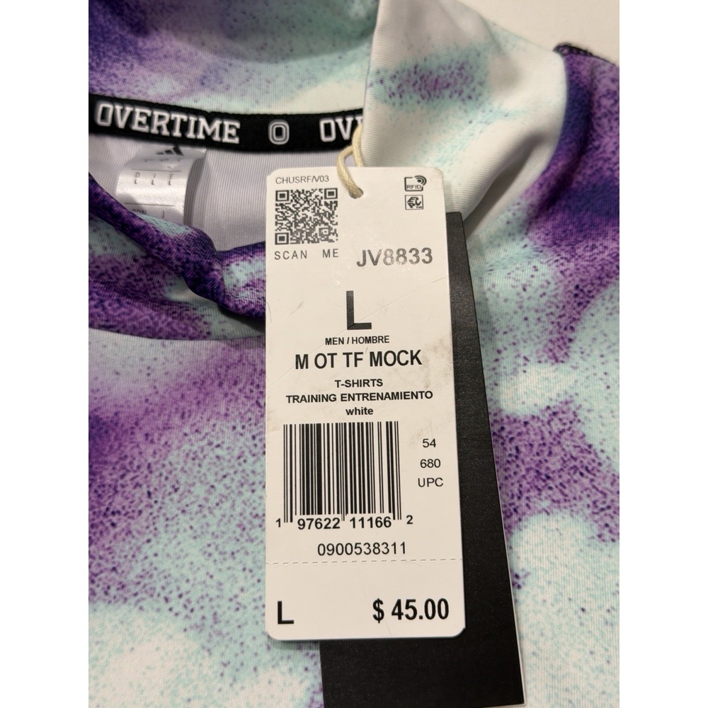 Adidas Overtime M OT TF Mock Compression Shirt JV8833 Mens Large NWT Purple - Picture 3 of 9